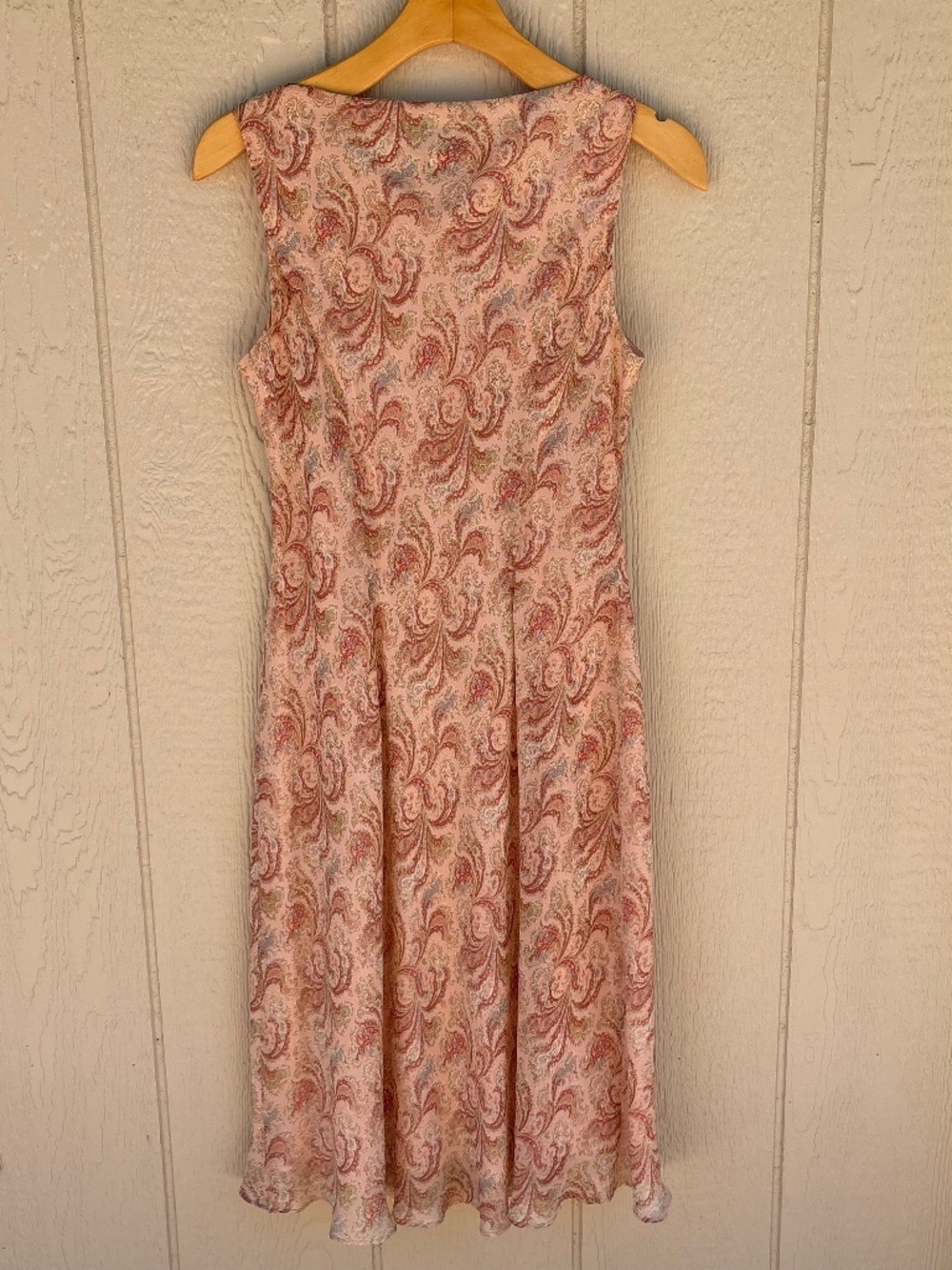 Vintage Ann Taylor Silk Shift Dress Womens 8 Petite Pink Paisley Midi Y2K Summer - Picture 5 of 8
